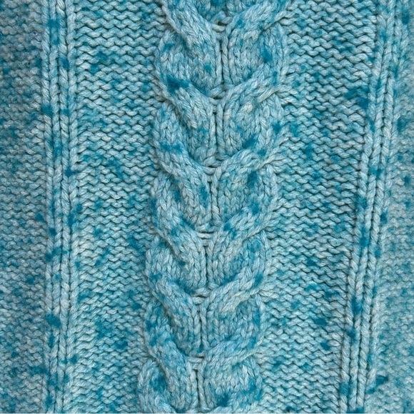 Old Navy Chunky Cable Knit V-neck Fisherman's Sweater Teal Size Medium - Picture 7 of 14